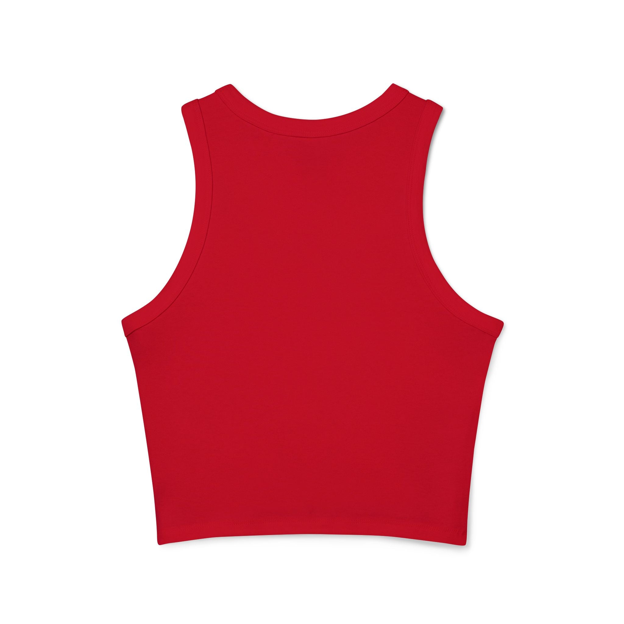 Racer Tank Top — "That Bitch & I Might Be" Graphic Crop Tank