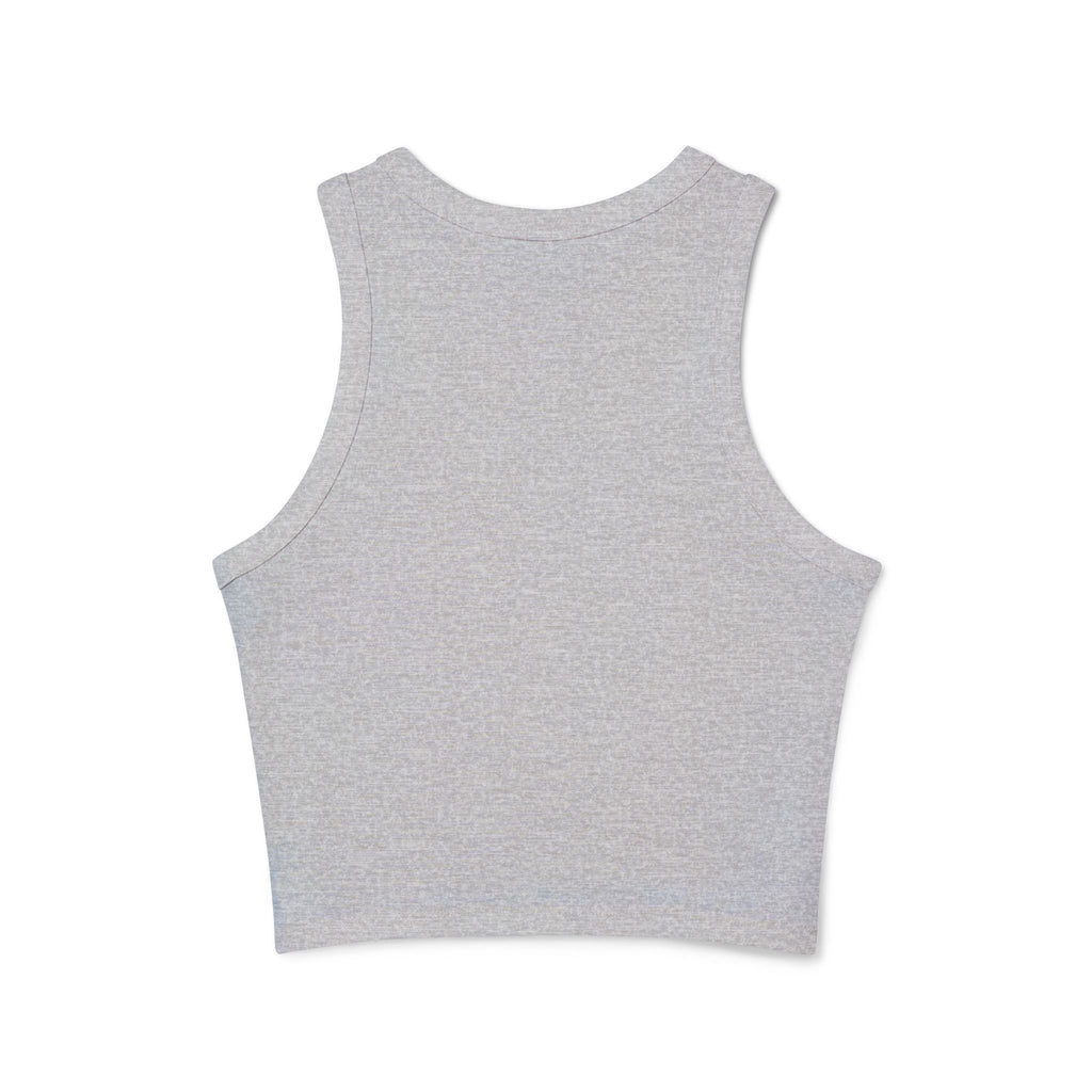 Racer Tank Top — "That Bitch & I Might Be" Graphic Crop Tank