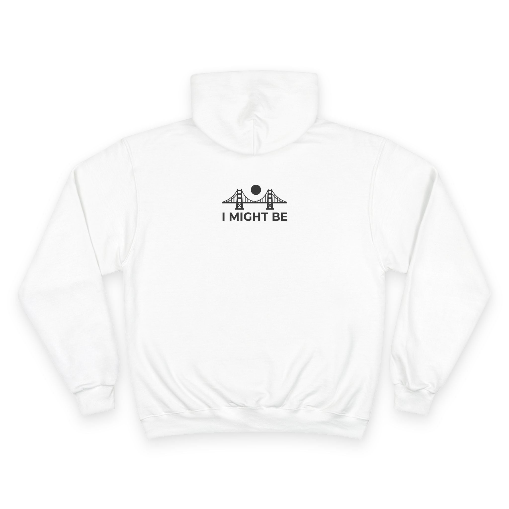 Champion Hoodie — "I Might Be" Graphic Hoodie with Retro Pin-Up Illustration