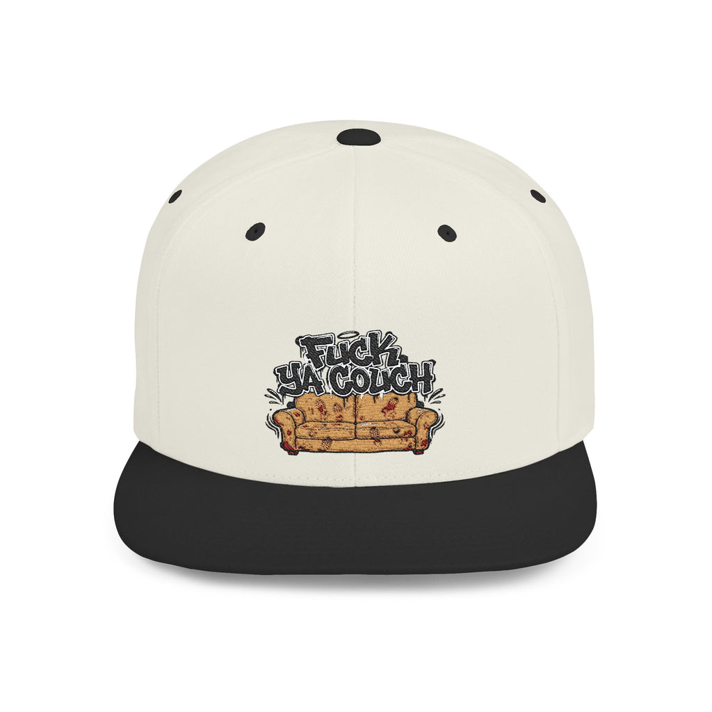 Flat Bill Snapback Hat with alternative boot printed couch — Casual Fuck yuh Couch