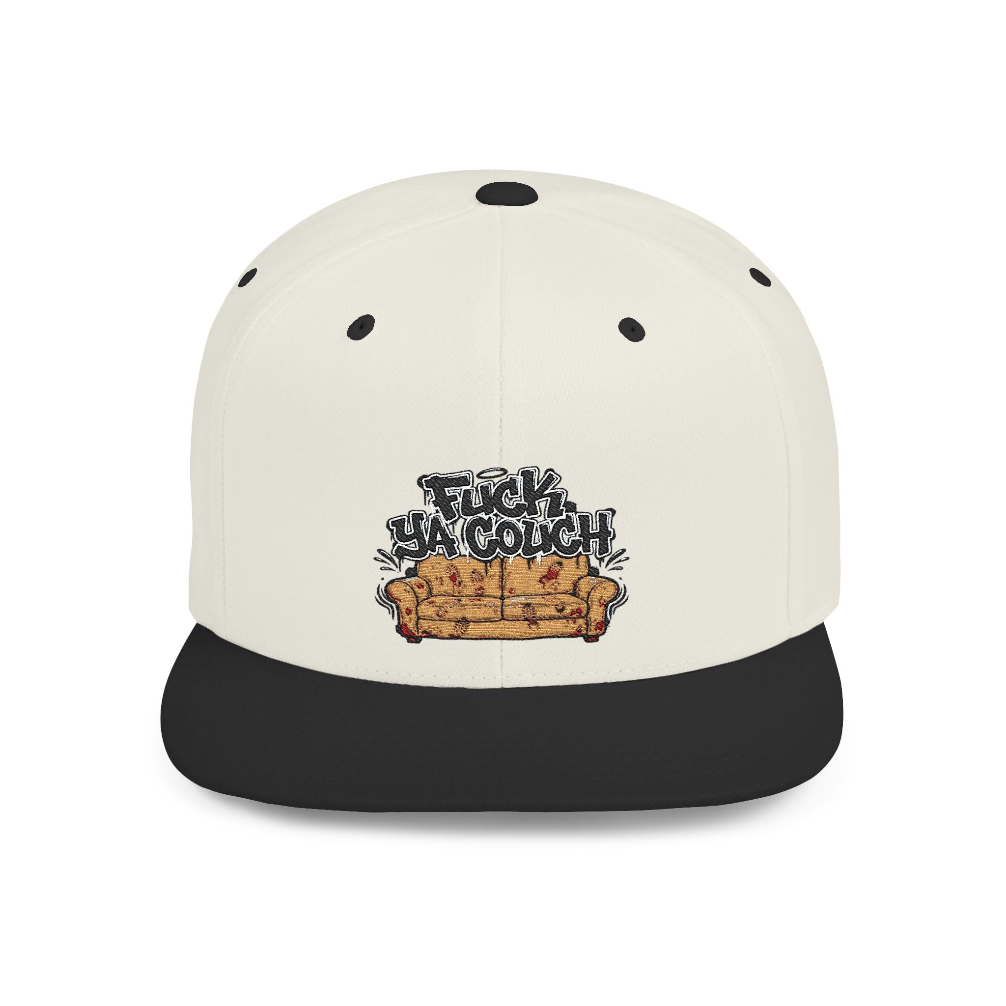 Flat Bill Snapback Hat with alternative boot printed couch — Casual Fuck yuh Couch