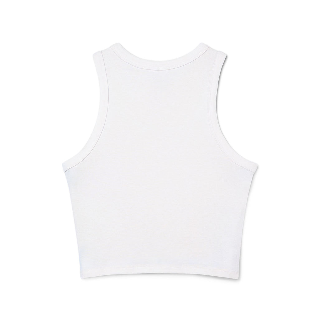 Racer Tank Top — "That Bitch & I Might Be" Graphic Crop Tank