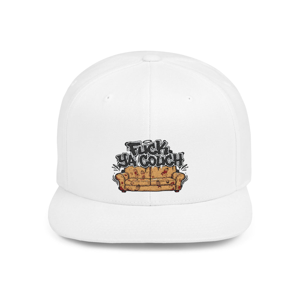 Flat Bill Snapback Hat with alternative boot printed couch — Casual Fuck yuh Couch