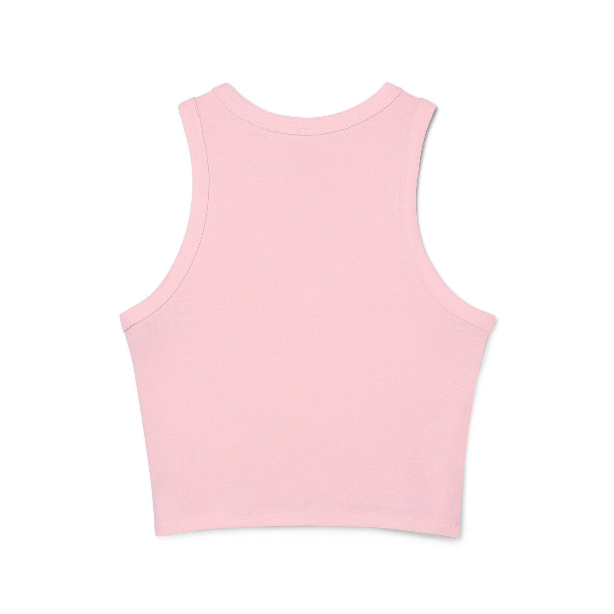 Racer Tank Top — "That Bitch & I Might Be" Graphic Crop Tank